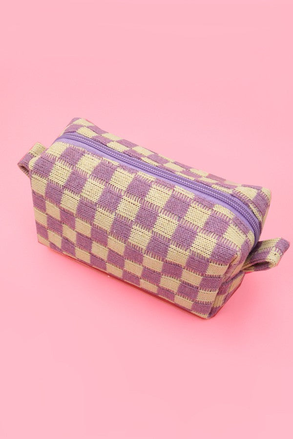 Checker Gingham Makeup Cosmetic Pouch