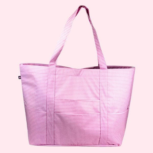 Wipeable Pink Gingham Big Mama Tote